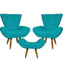 Ver imagem 1 de Kit 2 Poltronas Decorativas Para Sala Recepção Escritório Consultório + Puff Emilia Suede