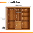 Ver imagem 4 de Guarda Roupas Casal 3 Portas de Correr Reflecta com LED 4 Gavetas Flex Eva