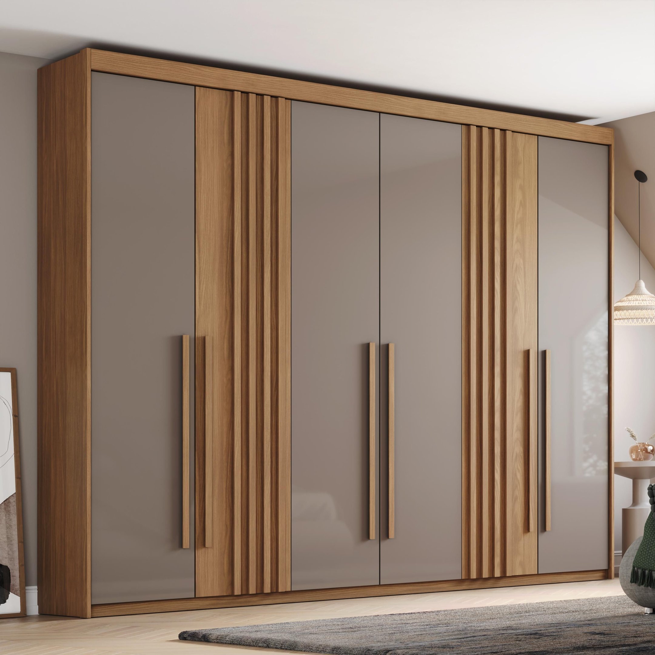 Guarda Roupa Casal 6 Portas 4 Gavetas Flex D325 Nature Avelã