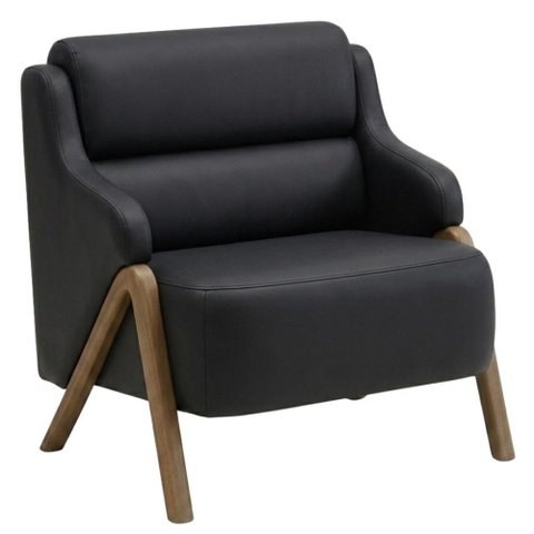 Poltrona Decorativa Madri Pes Madeira Courino Tcs 724 Moll