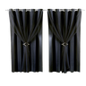 Cortina oxford com voil 4,00x2,00 Para Trilho Duplo:Preto - 1