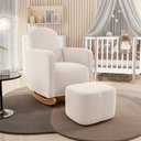Ver imagem 5 de Poltrona de Amamentação com Balanço e Puff Orgânico Saori W01 Suede Bege - Lyam Decor