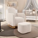 Ver imagem 2 de Poltrona de Amamentação com Balanço e Puff Orgânico Saori W01 Suede Bege - Lyam Decor