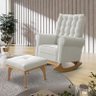 Poltrona de Amamentação com Balanço e Puff Paris Veludo Off White - Ideal - 2