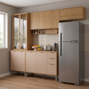 Ver imagem 1 de Cozinha Compacta Modulada 4 Peças 270cm 10 Portas e 2 Gavetas Colors Marrom Freijó/Pinole