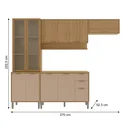 Ver imagem 3 de Cozinha Compacta Modulada 4 Peças 270cm 10 Portas e 2 Gavetas Colors Marrom Freijó/Pinole