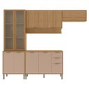 Ver imagem 2 de Cozinha Compacta Modulada 4 Peças 270cm 10 Portas e 2 Gavetas Colors Marrom Freijó/Pinole