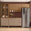 Ver imagem 6 de Cozinha Compacta Modulada 4 Peças 270cm 10 Portas e 2 Gavetas Colors Marrom Freijó/Pinole