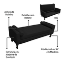 Ver imagem 5 de Recamier Baú Fênix para Cama Solteiro 100cm Suede Preto - Incasa Decor
