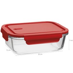 Pote de Vidro Hermético 1,04l Retangular Borossilicato Vermelho Uz Porta Mantimentos Marmita - 4