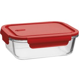 Pote de Vidro Hermético 1,04l Retangular Borossilicato Vermelho Uz Porta Mantimentos Marmita - 1