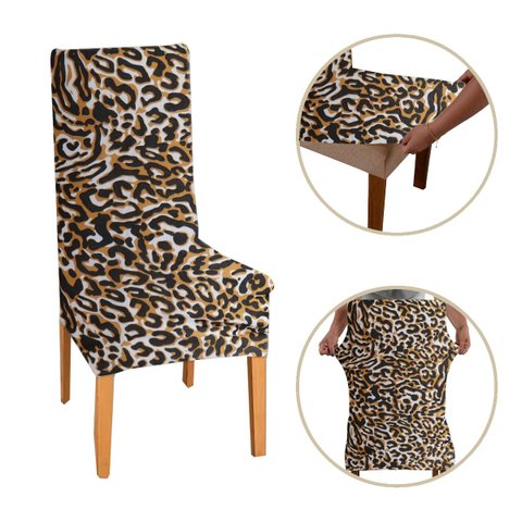 Kit 4 Capa de Cadeira Malha Gel com Elástico - Animal Print