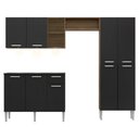 Ver imagem 6 de Cozinha Compacta Multimóveis Pequim Fg3413 Com 3 Leds Armário E Balcão Madeirada/preta