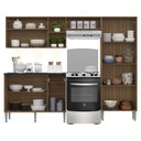 Ver imagem 1 de Cozinha Compacta Multimóveis Pequim Fg3413 Com 3 Leds Armário E Balcão Madeirada/preta