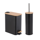 Ver imagem 1 de Kit Lavabo Banheiro Bambu Lixeira Pedal 5 Litros + Escova Sanitária Pgb