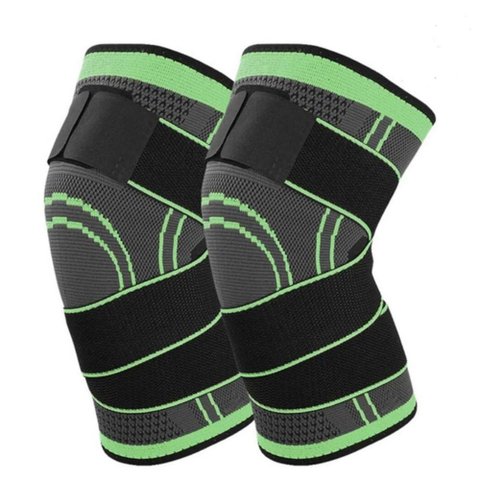 Kit Par Compressão Ajustável Ortopédica Elástica Alívio Dor Proteção Esportes Preto