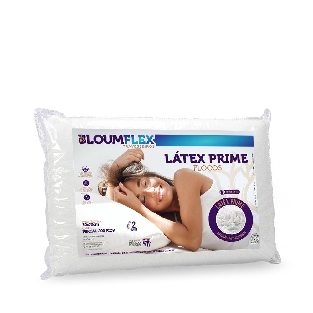 Travesseiro Látex Prime Flocos - Bloumflex