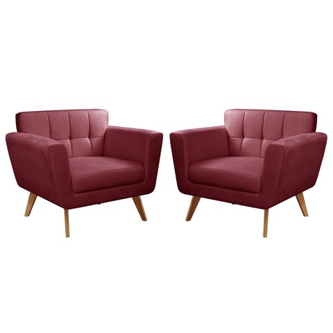 Conjunto 2 Poltronas Bruna Estilo Living Moderna Decoração Sala Recepção