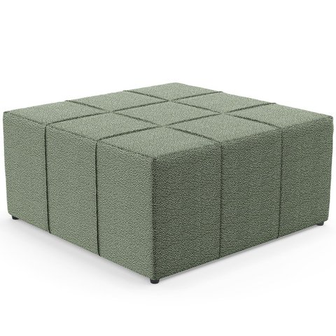 Puff Decorativo Para Sala de Estar Quadrado Milano 90x90cm W01 Bouclê Oliva - Lyam Decor