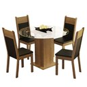 Ver imagem 2 de Conjunto Sala de Jantar Madesa Beta Mesa Tampo de Vidro Redondo 4 Cadeiras - Rustic/preto