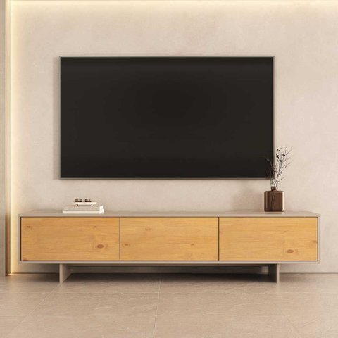 Rack TV 75 Madeira Cashmere Sala 184 cm 3 Portas Fendi Arto Idimex