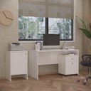 Ver imagem 1 de Conjunto Escritório 3 Peças - Mesa Gaveteiro e Balcão Berlin - Branco