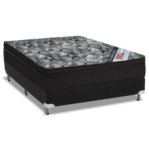 Cama Box Viúva: Colchão Molas Ortobom Nanolastic ISO Firme + Base CRC Suede Black(128x188)
