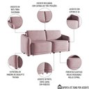 Ver imagem 3 de Sofá Cama Casal para Sala 176cm Polska K04 Veludo Rosê - Mpozenato