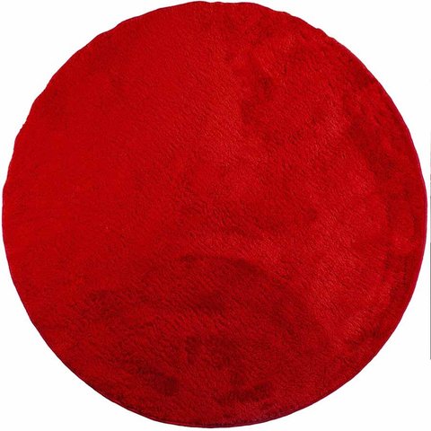 Tapete Redondo 1,00m Quarto Sala Escritório Pelo Macio.:vermelho