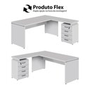Ver imagem 4 de Mesa em L Escritório com Gaveteiro 4 Gavetas MDP 150cm Cinza F5 Office