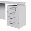 Ver imagem 2 de Mesa em L Escritório com Gaveteiro 4 Gavetas MDP 150cm Cinza F5 Office