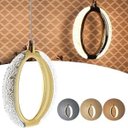Ver imagem 4 de Pendente Anel Cristal Dourado Polido Led 7w 3 Cores 3000k 4000k 6500k Metal e Acrílico Design Modern