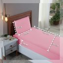 Ver imagem 2 de Kit Roupa Cama Solteiro 100% Algodão 2 Peças Percal 300 Fios Hotel Pousada:rose