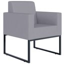 Ver imagem 5 de Kit 2 Poltronas Decorativas para Sala Recepção Base Fixa de Metal Helô L02 Suede Cinza - Lyam