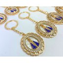 Ver imagem 1 de Chaveiro Perolado Dourado Stras Azul Nossa Senhora Aparecida