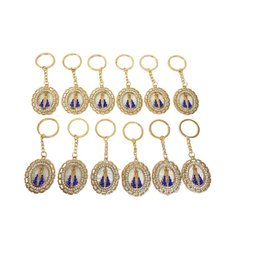 Chaveiro Perolado Dourado Stras Azul Nossa Senhora Aparecida - 2