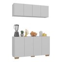 Ver imagem 1 de Kit Armário de Cozinha Aéreo e Balcão 4 Portas Multimóveis Mp2171 Branco/natural