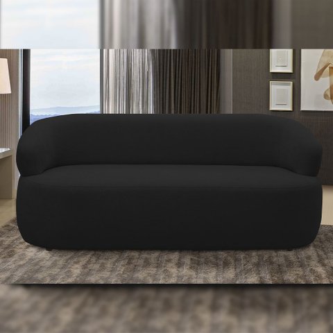 Sofá 3 Lugares Orgânico Sala de Estar Living 170cm Carmen F04 Veludo Preto - Lyam Decor
