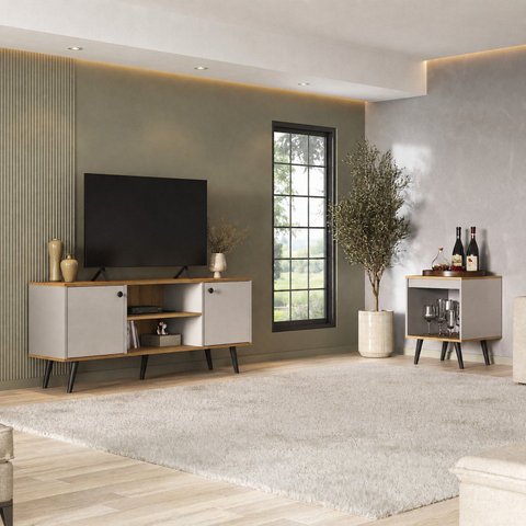 Conjunto Sala de Estar Tóquio 2 Peças Rack para TV e Mesa Apoio Cor Arenas/Lamina Mel C00D1350MA12