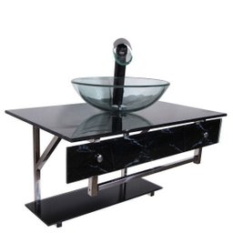 Gabinete Banheiro Vidro 70cm Com Cuba Preto - 2