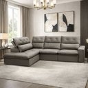 Ver imagem 3 de Sofá 3 Lugares Retrátil Reclinável Chaise Esquerdo 258cm Bergen F04 Veludo Marrom Claro - Lyam Decor