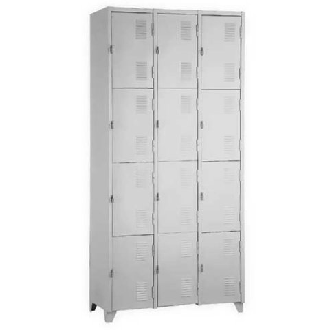 Armário Roupeiro de Aço Vestiário Academia 12 Portas Locker Cinza