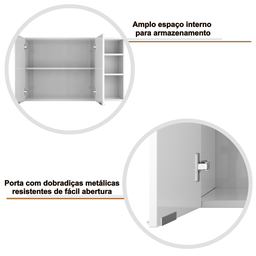 Armário de Parede Aéreo Cozinha Organizador Quarto Multiuso Lavanderia Supenso Superior Embutido Ópe - 2