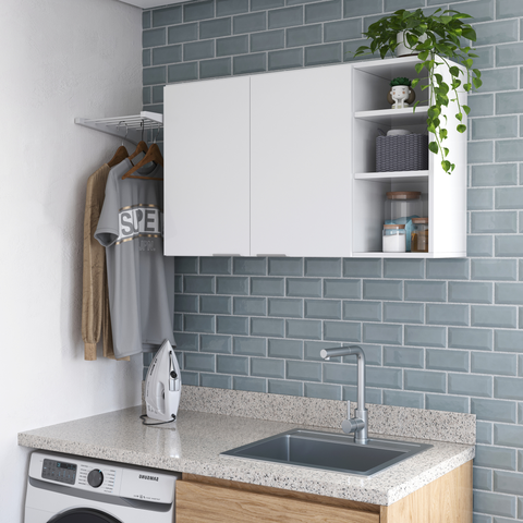 Armário de Parede Aéreo Cozinha Organizador Quarto Multiuso Lavanderia Supenso Superior Embutido Ópe