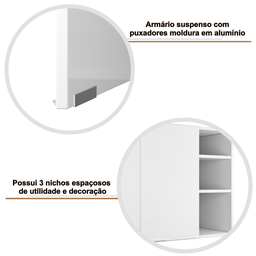 Armário de Parede Aéreo Cozinha Organizador Quarto Multiuso Lavanderia Supenso Superior Embutido Ópe - 10