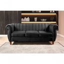 Ver imagem 5 de Sofá Realeza 3 Lugares 196cm Preto Veludo Fixo Clássico Bella Decor
