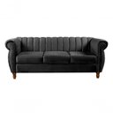 Ver imagem 1 de Sofá Realeza 3 Lugares 196cm Preto Veludo Fixo Clássico Bella Decor