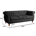 Ver imagem 2 de Sofá Realeza 3 Lugares 196cm Preto Veludo Fixo Clássico Bella Decor