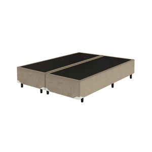 Cama Box Casal Bipartida 138x188cm Bege – Base Reforçada