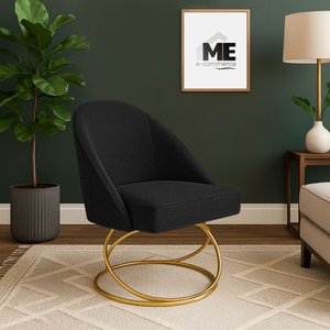 Cadeira Poltrona Lua Bouclê Base Luxo:preto